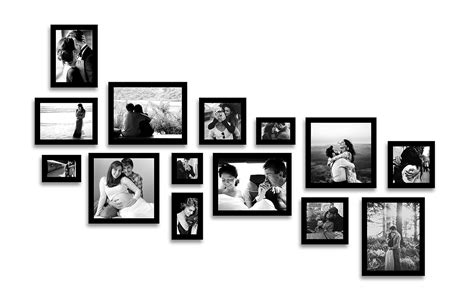 DESI FRAME Decorative Set of 14 Black Individual Wall Photo Frames ...