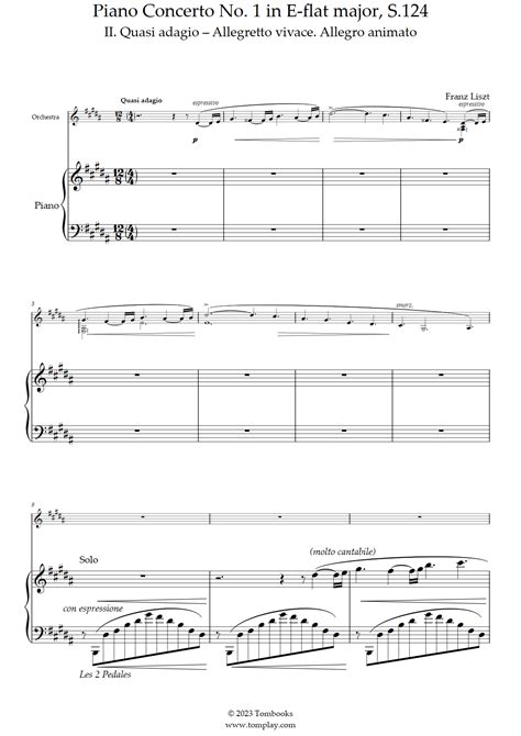 Piano Concerto No. 1 in E-flat major (피아노 협주곡 No. 1 내림마장조), S.124 - II ...