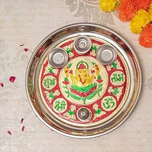 TIED RIBBONS Pooja Thali - Traditional Meenakari Decorative Pooja Thali ...