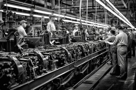 Premium Photo | Black and white image of assembly line showcasing ...