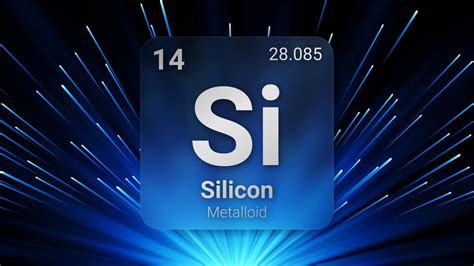 Silicon Metalloid, Glass Morphism Element Futuristic Neon Light Glow ...
