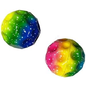 FunBlast Rainbow Bouncy Ball for Kids – Pack of 2 Rubber Moon Ball and ...