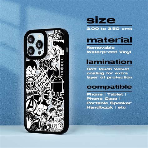 CodersParadise 3 cm Black & White Vinyl Stickers for Mobile Phone, Case ...