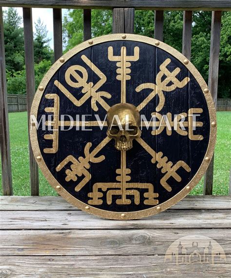 MEDIEVALMART Viking's Iconic Vegvisir Skull and Compass Battleworn Vik