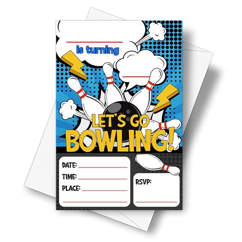 DETIHO 4" x 6" Bowling Birthday Party Invitation Cards With Envelopes ...