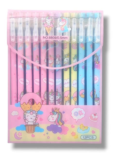 Bodheetree 12 piece Erasable Gel Pens| Blue Ink| Eraser at back|0.5 MM ...