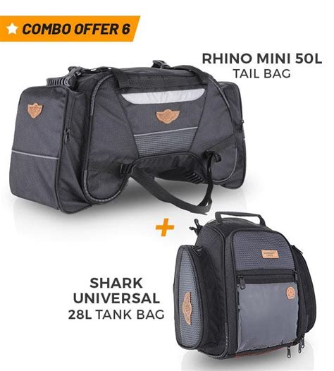 Combo 6: Mini Rhino 50L Tail Bag and 28L Shark Tank Bag Universal ...