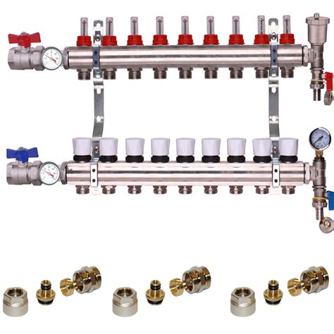 Buy Water Underfloor Heating Kit Manifold 9 Ports Complete with 16 X ...