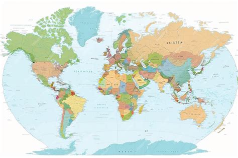 Detailed World Map with Countries 的图像结果