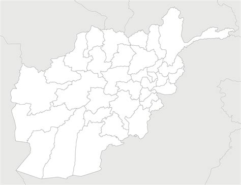 regional blank map of Afghanistan with provinces and administrative divisions, and neighbouring ...