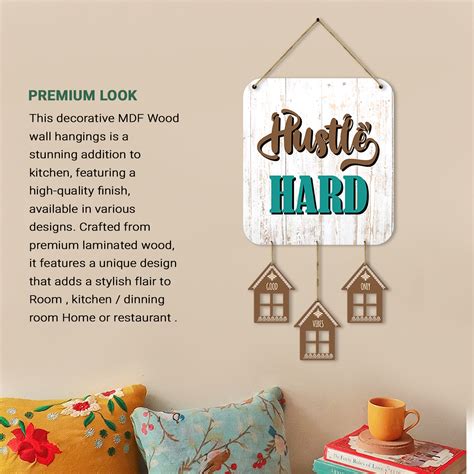 Hustle Hard Quotes Wall Hangings for Home Wall Decoration - MDF Wood D ...