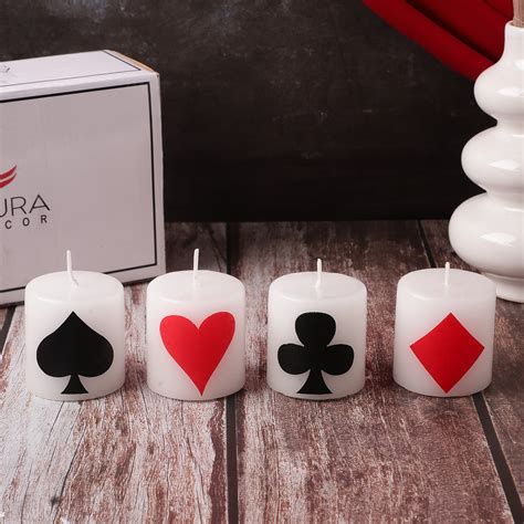 Playing Deck Pillar Candle Set – Hearts, Diamonds, Spades & Clubs ...