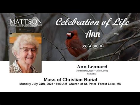 Ann Leonard Obituary July 11, 2023 - Mattson Funeral Home & Cremation ...