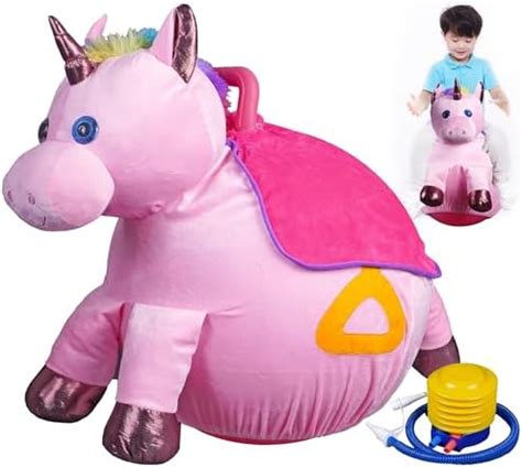 Toyshine Soft Stuffed Horse Shape Inflatable Ride-On Pony Hippity Hop ...