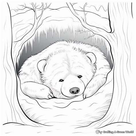 Bear Hibernation Coloring Sheet