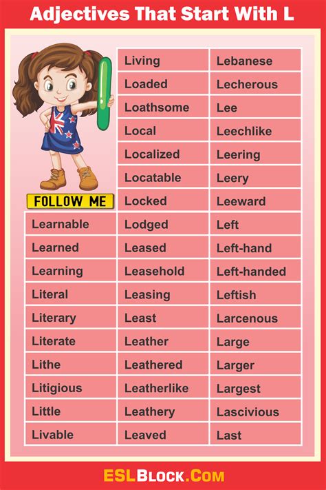 Adjectives That Start With L - English as a Second Language