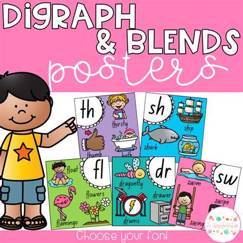 Digraph & Blends Posters - Rainbow - Worksheets Library
