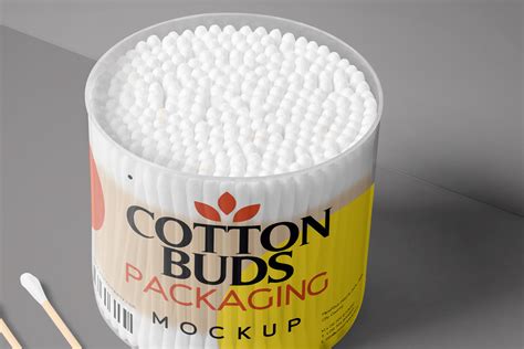 Cotton Buds Packaging Mockup with Open Lid Display | ZippyPixels
