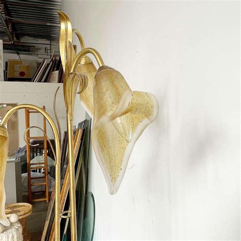 Regency Gold Three Headed Tulip Floor Lamp For Sale at 1stDibs