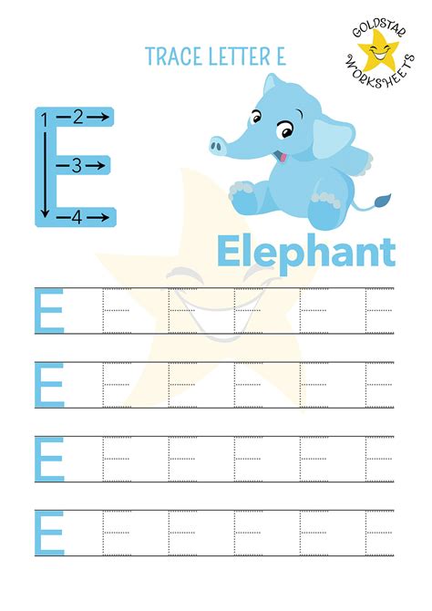 Fun and Free Letter E Tracing Worksheets by Gold Star Worksheets ...