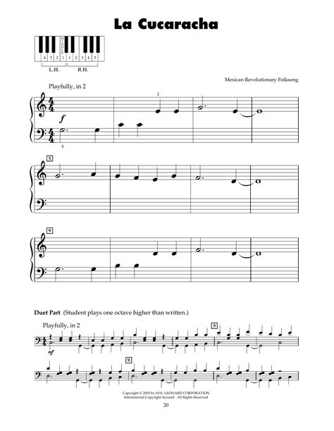 Download La Cucaracha - Mexican Revolution Folksong | 5-Finger Piano ...