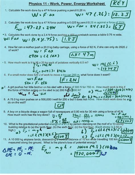 Image result for Work and Power Worksheet