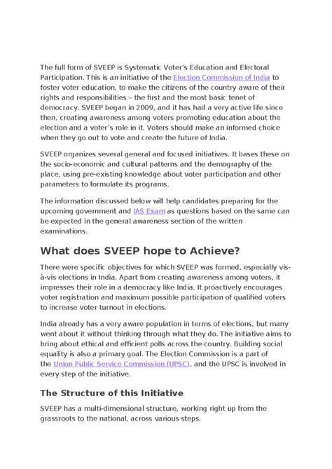 is Systematic Voter’s Education and Electoral Participation - This is ...