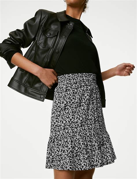 Buy Jersey Printed Mini Tiered Skirt at Marks & Spencer