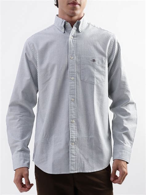 Shop Gant Green Striped Regular Fit Shirt Online - Iconic India