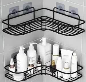 Corner Shower Caddy, Black Metal, 2-Tier, Wall Mounted Bathroom ...