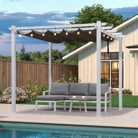 Amazon.com : PURPLE LEAF Pergola Retractable Canopy White Pergola ...