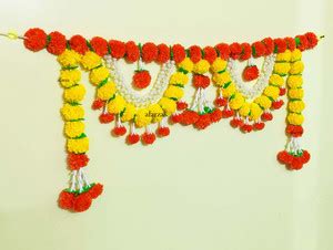 Afarza marigold Flower Toran Garland home decoration wall Hanging Door ...