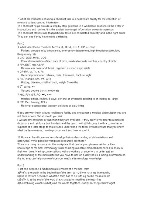 Interpret and apply medical terminology appropriately - 7 What are 2 ...