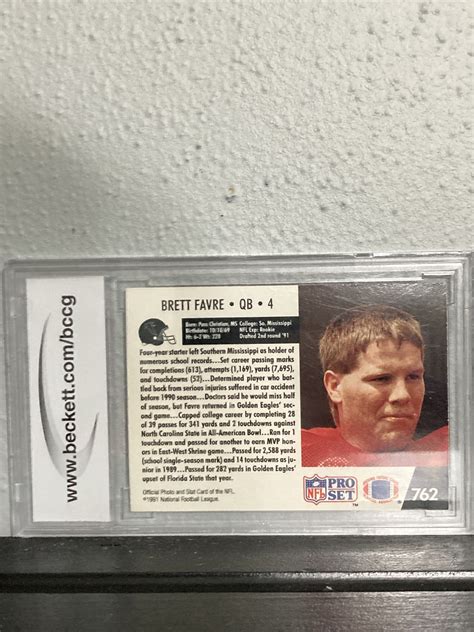 1991 Pro Set #762 Brett Favre Rookie Card BGS BCCG 10 Mint+ | eBay