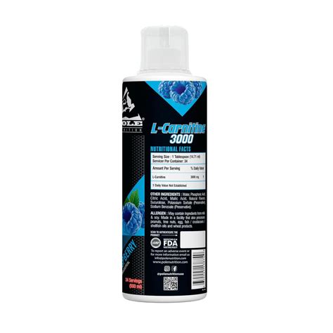 Pole Nutrition- L-Carnitine Liquid 3000mg-Fat Burner-500ml, 34 Servings ...