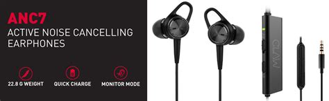 CLAW ANC7 Active Noise Cancelling Earphones with Microphone and in-line ...