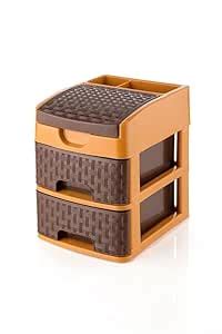 VAUGHN 2 Layer Plastic Modular Drawer Cabinet | Rattan-Textured Storage ...