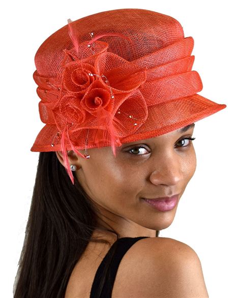 C.C Women's Sinamay Kentucky Derby Wedding Church Dress Hat, 2931 Coral ...