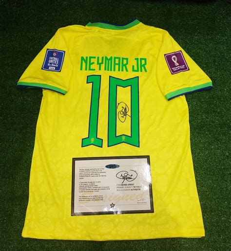 Neymar Jr SIGNED Brazil Home World Cup Signature Shirt/jersey - Etsy