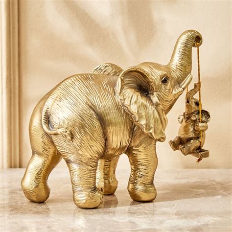 Buy Jaguar Hedi Polyresin Mother Elephant with Baby on Swing Figurine ...