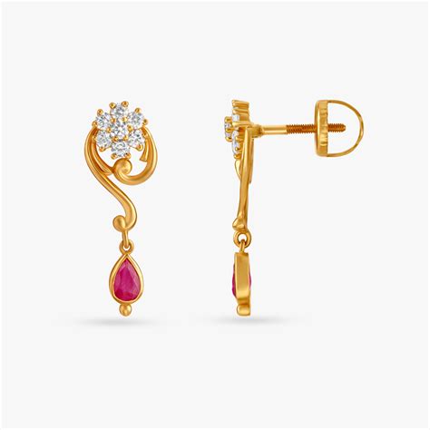 Fiery Flower Diamond Drop Earrings