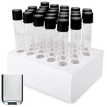 16x100mm, Test Tubes, Borosilicate Glass, Screw Top, Flat Btm, 10ml Vol ...