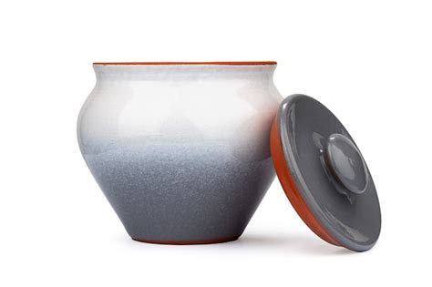 Grey glossy ceramic baking pot isolate on a white background | Premium ...