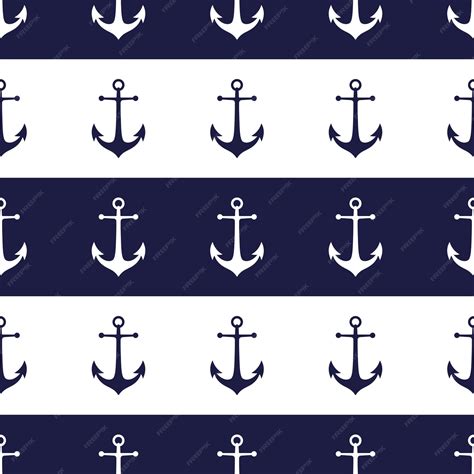 Premium Vector | Anchors seamless pattern in white and dark blue colors ...