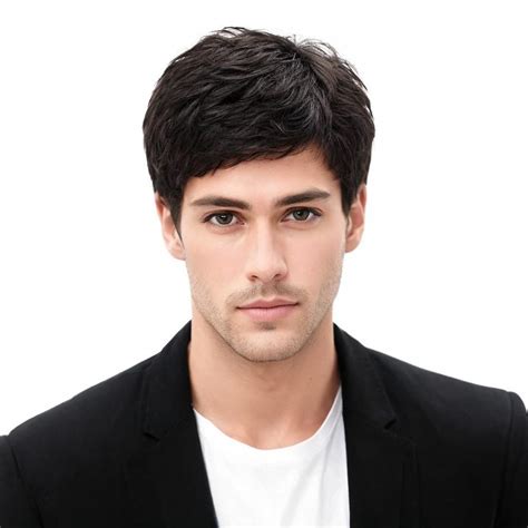 D-DIVINE Men's Wigs,Short Mens Black Wig Layered Natural Hair Costume ...