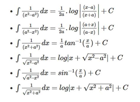 Image result for All Integral Formulas