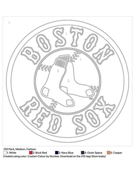 Printable Color by Number of the Red Sox Logo in 2022 | Red sox logo ...