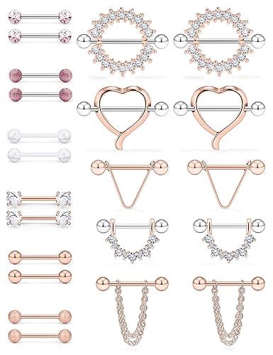 Buy SCERRING 14G Nipple Rings Stainless Steel Nipplerings CZ Heart ...
