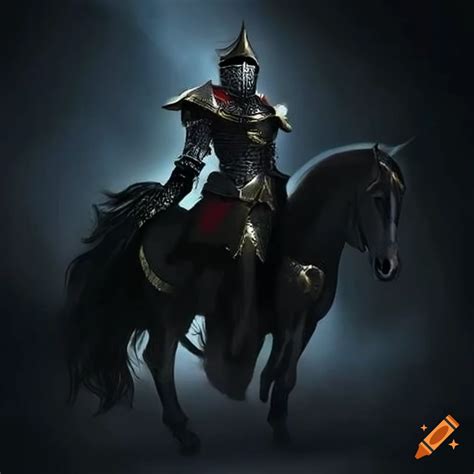 Image of a knight riding a black horse