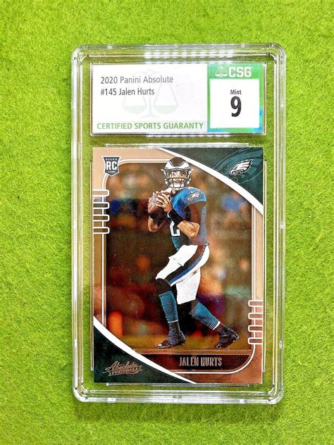 Jalen Hurts ROOKIE CARD GRADED CSG 9 MINT RC 2020 JALEN HURTS Absolute ...